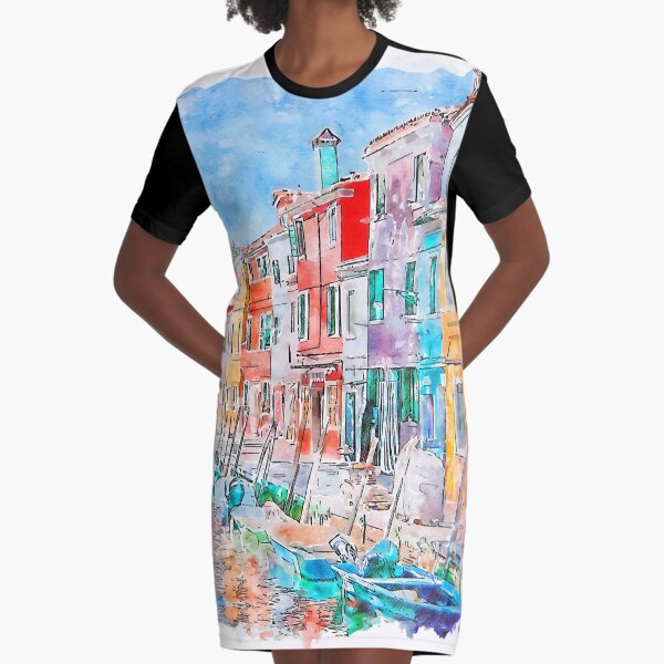 Artikel-Vorschau von Buntes Aquarell der Insel Burano Italien, designt und verkauft von VerboShop.