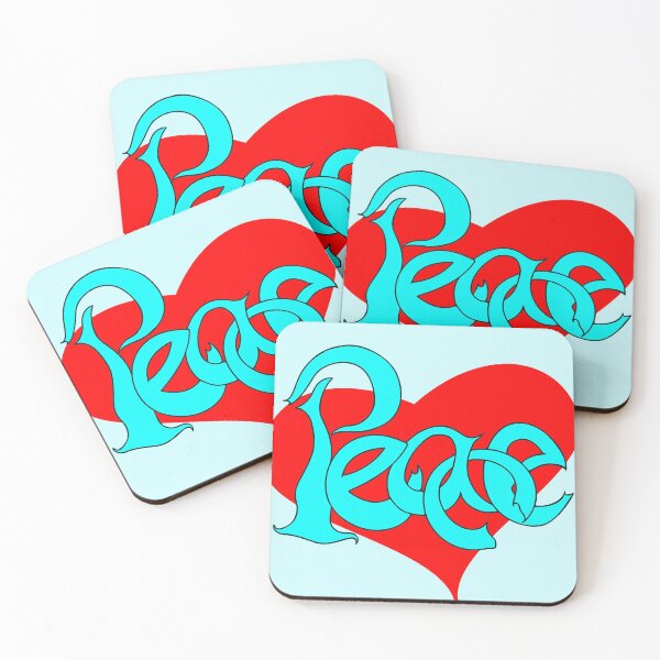 Item preview, Peace Calligraffiti Hippie Loveheart - Blue designed and sold by PATRICIA CASTILLA PEREZ.