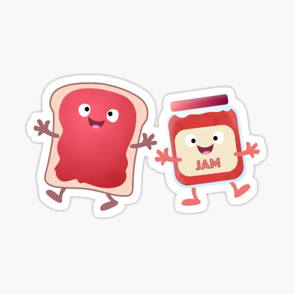 Funny bread and jam cartoon characters Sticker