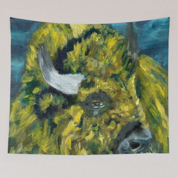 Item preview, Yellow & Teal Buffalo designed and sold by MyraLynneArt.