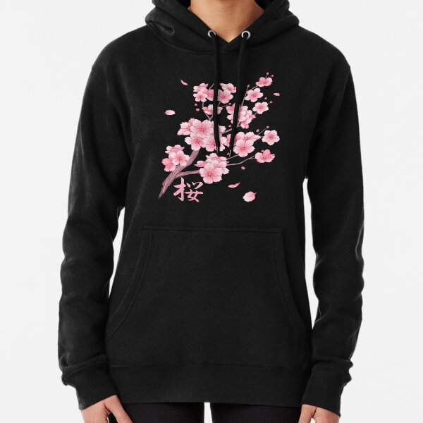Falling Sakura Cherry Blossom Pullover Hoodie