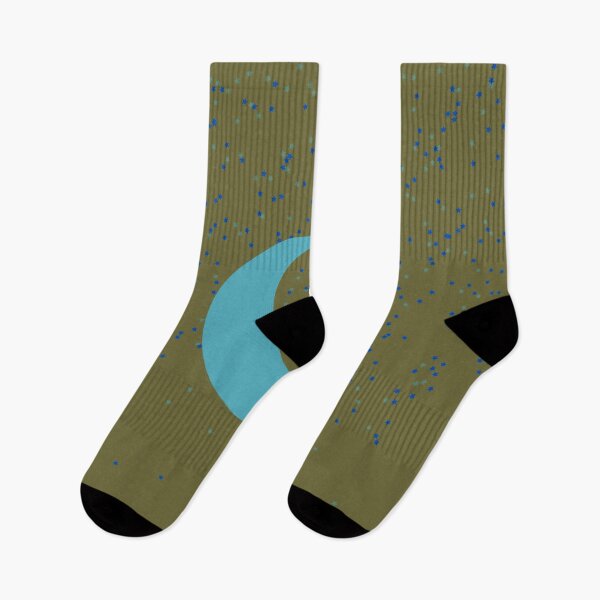 Item preview, Blue Crescent Moon with Turquoise and Dark Blue Stars in Gold Sky designed and sold by ShaunSandhu.