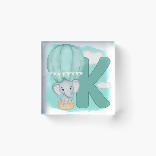 Item preview, Cute Letter K Elephant Monogram in Green designed and sold by chantahlia.