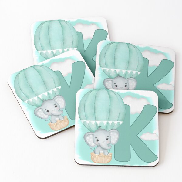 Item preview, Cute Letter K Elephant Monogram in Green designed and sold by chantahlia.