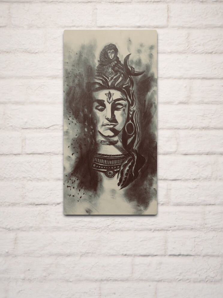 Black & White Lord Shiva Pencil Sketch, Size: A4