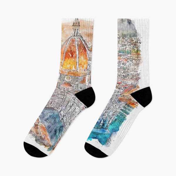 Item preview, Sunset View of Florence Italy Watercolor designed and sold by VerboShop.