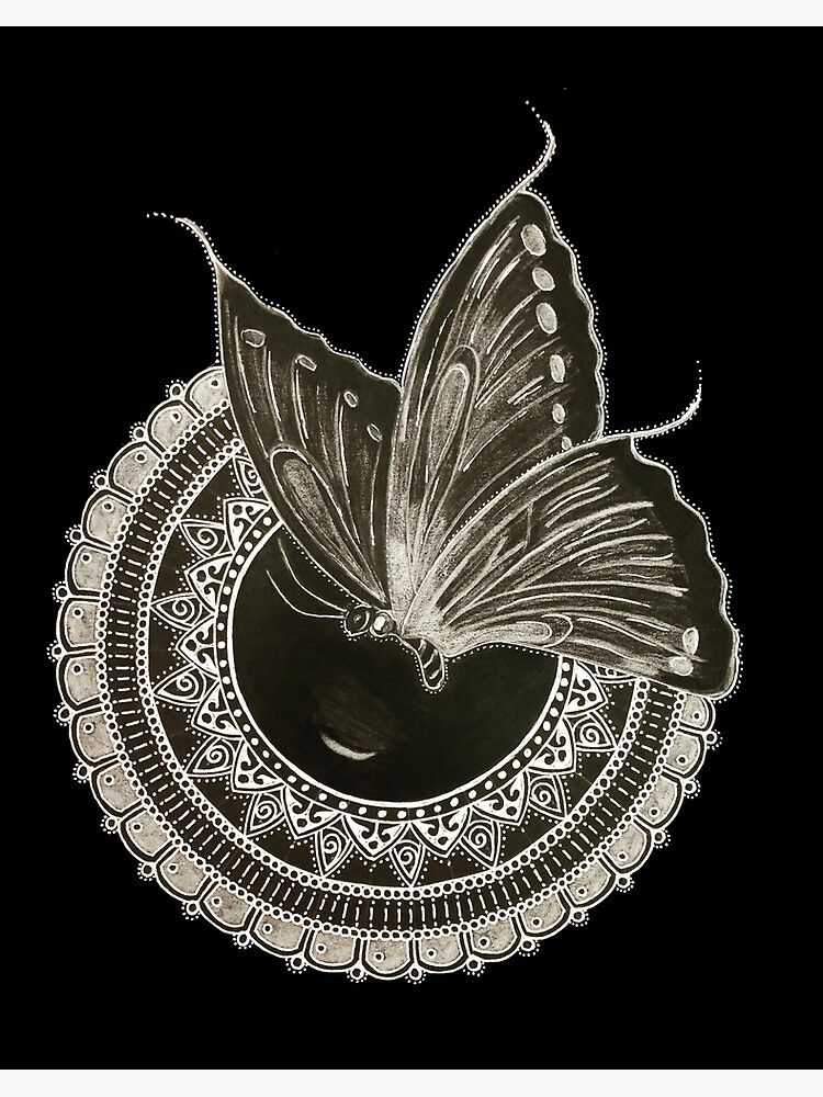 Mandala art for beginners  Butterfly mandala on black paper