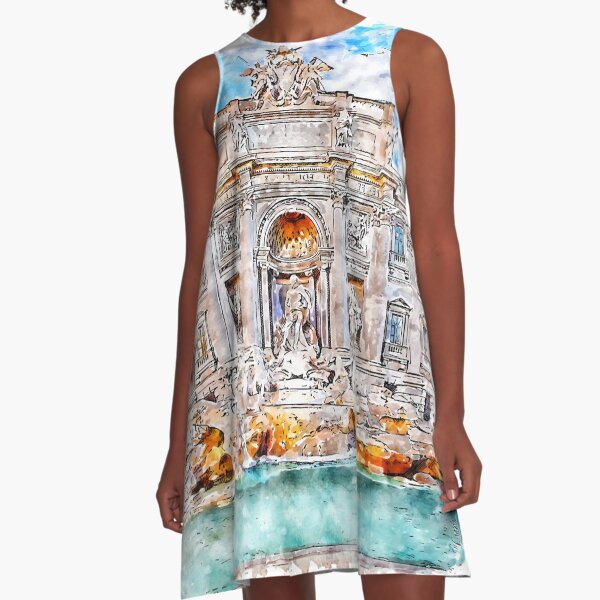 Artikel-Vorschau von Fontana di Trevi Roma Aquarell, designt und verkauft von VerboShop.