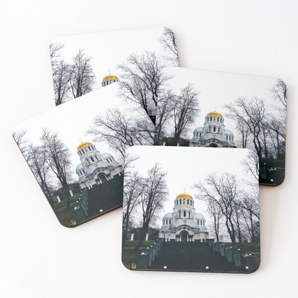 Item preview, Orthodox church with shining domes on a dull autumn day  designed and sold by helenkaiy.