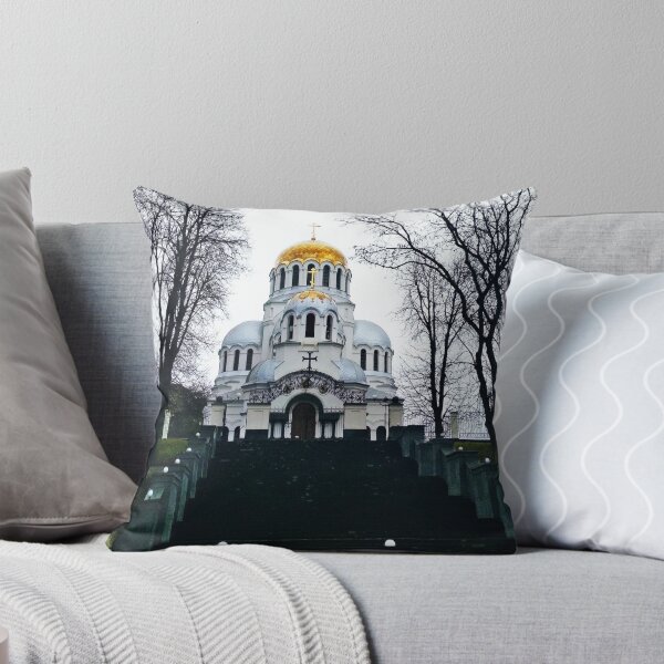 Item preview, Orthodox church with shining domes on a dull autumn day  designed and sold by helenkaiy.
