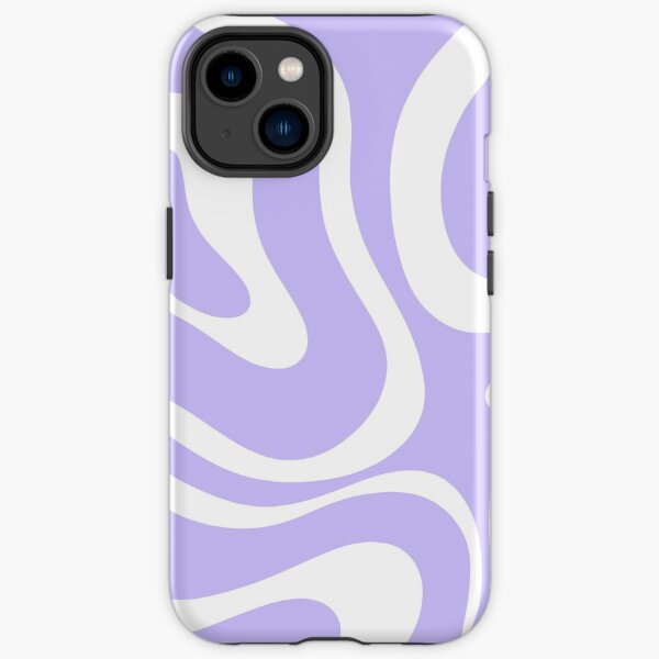 Retro Modern Liquid Swirl Abstract Pattern Square in Light Purple and White iPhone Tough Case
