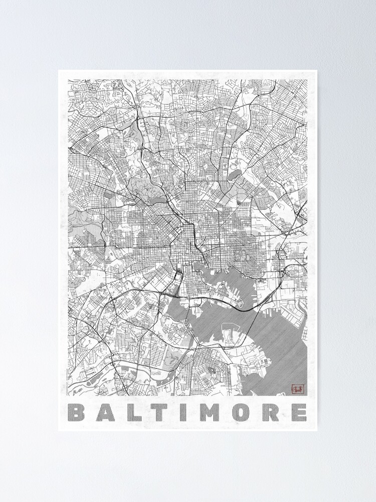 Thumbnail 2 of 3, Poster, Baltimore Map Line designed and sold by HubertRoguski.