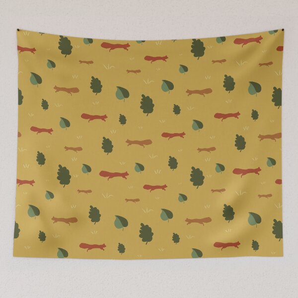 Item preview, red squirrels woodland pattern designed and sold by rysunki-malunki.