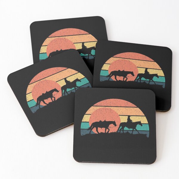 Item preview, Cowboy with horses retro sunset distressed designed and sold by Trantor-Tees.