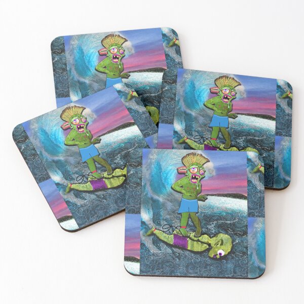 Item preview, Lenny the surf zombie and his surfboard bobby designed and sold by EspDzines.