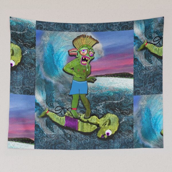 Item preview, Lenny the surf zombie and his surfboard bobby designed and sold by EspDzines.