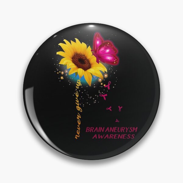 Item preview, Never Give Up Sunflower Ribbon Brain Aneurysm Awareness designed and sold by deputylove.