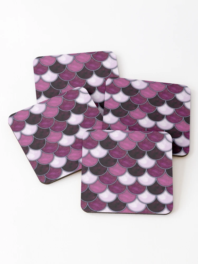 Thumbnail 1 of 5, Coasters (Set of 4), Purple Scale Tile Pattern designed and sold by DifferentCreate.