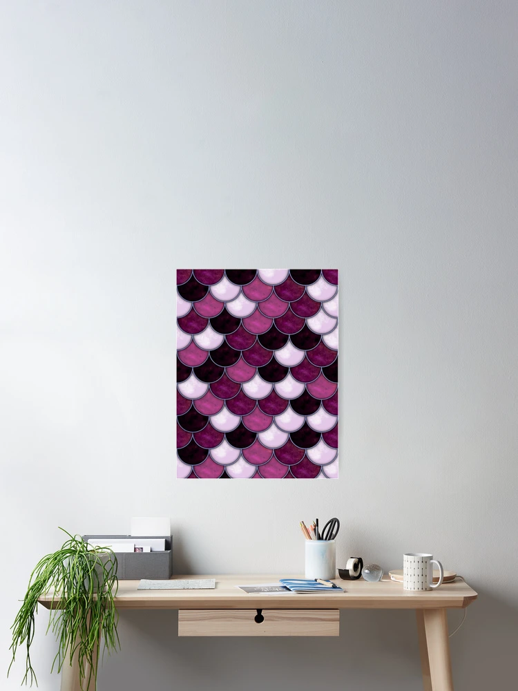 Thumbnail 2 of 3, Poster, Purple Scale Tile Pattern designed and sold by DifferentCreate.