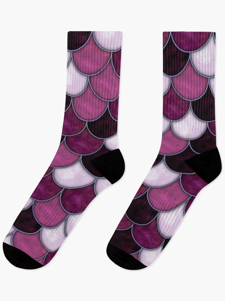 Thumbnail 1 of 5, Socks, Purple Scale Tile Pattern designed and sold by DifferentCreate.