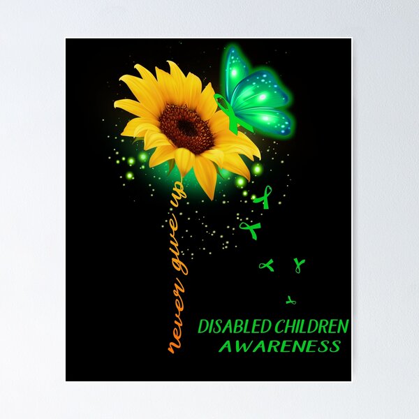 Artikelvorschau, Geben Sie niemals das Bewusstsein für behinderte Kinder mit Sonnenblumenband auf entworfen und verkauft von deputylove.