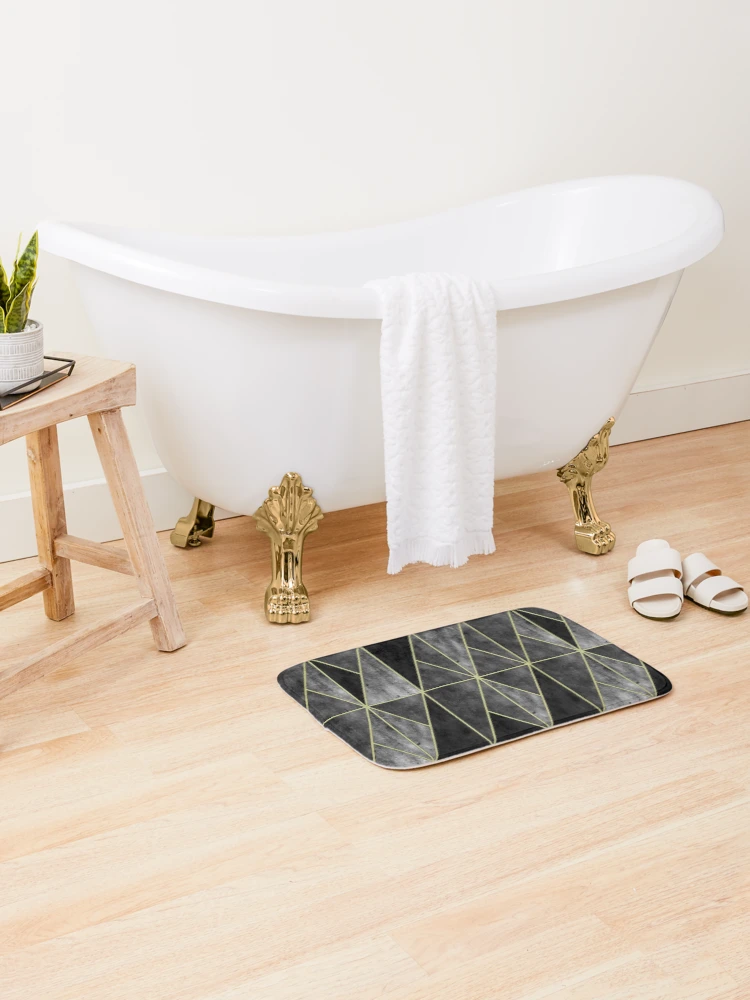 Thumbnail 2 of 6, Bath Mat, Grey Geometric Tile Pattern designed and sold by DifferentCreate.