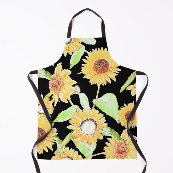 Item preview, Yellow Black Sunflowers Pretty Watercolor Paint designed and sold by NdesignTrend.