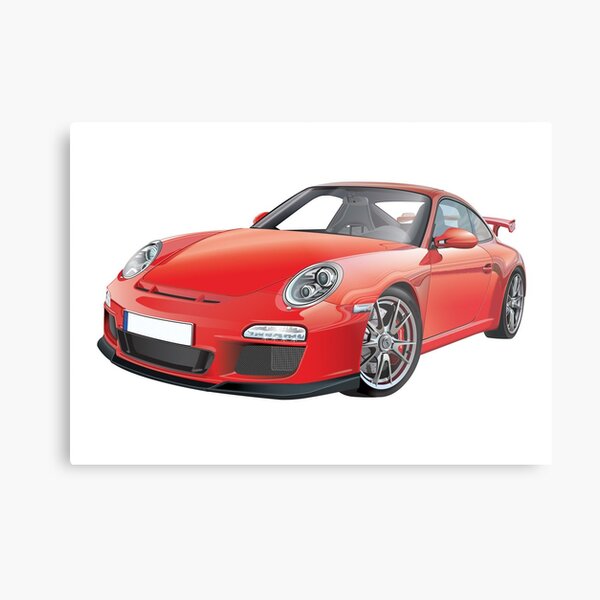 Red Super Sports Car print Metal Print