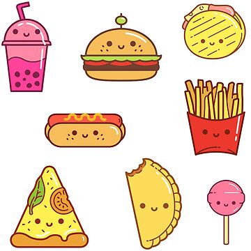 Fast Food Stickers Art Print for Sale by kawaiistudio