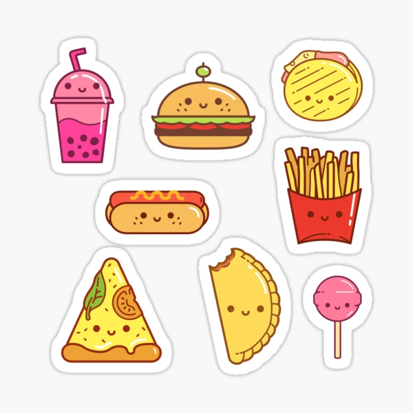 Fast Food Stickers Sticker for Sale by kawaiistudio