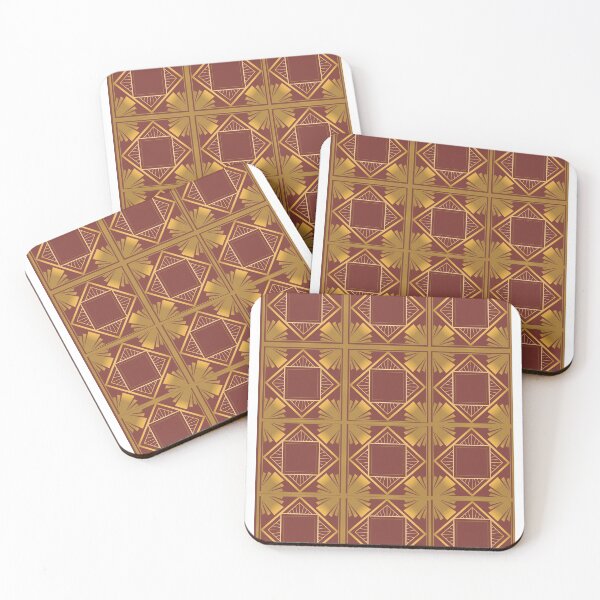 Item preview, Oriental golden brown square pattern designed and sold by Delicarte.
