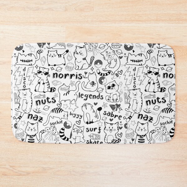Item preview, Norris Nuts Seamless Pattern with cute cat doodles designed and sold by graphic-genie.