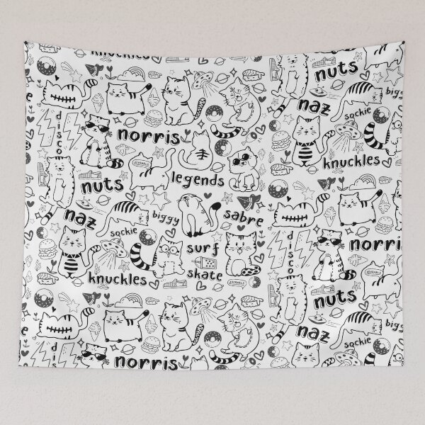 Item preview, Norris Nuts Seamless Pattern with cute cat doodles designed and sold by graphic-genie.