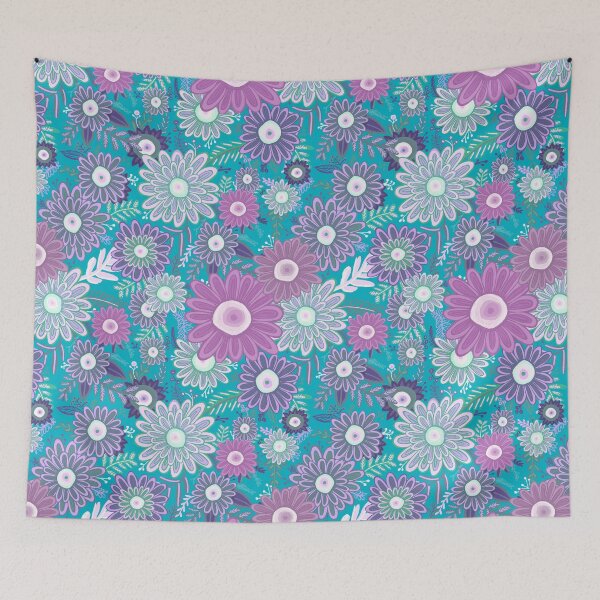 Artikelvorschau, Groovy Daisy Vibes - Palette in Blau und Lila entworfen und verkauft von Squarebird.