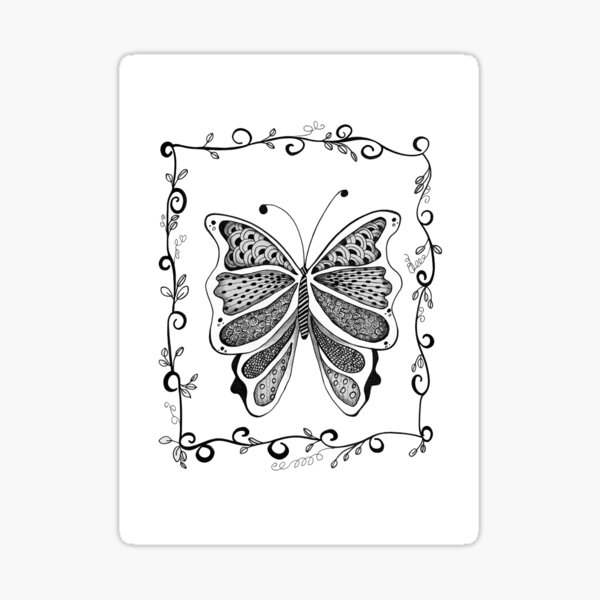 PAPILLON ZENTANGLE BUTTERFLY ZENTANGLE ZENDOODLE Sticker