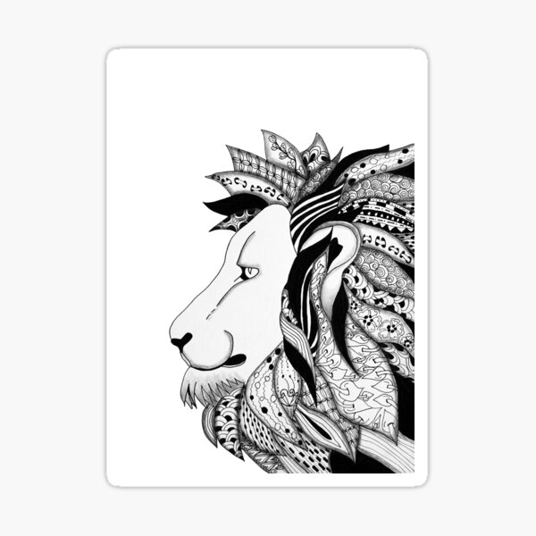 LION ZENTANGLE ZENDOODLE SOPHIE QUEUNIEZ Sticker