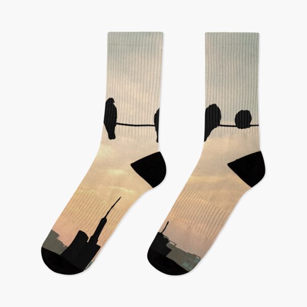Item preview, Black birds on a line over city designed and sold by NineVi.