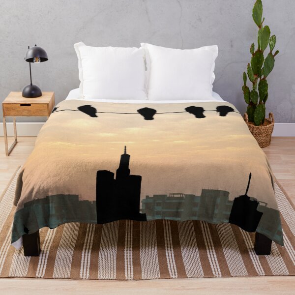 Item preview, Black birds on a line over city designed and sold by NineVi.