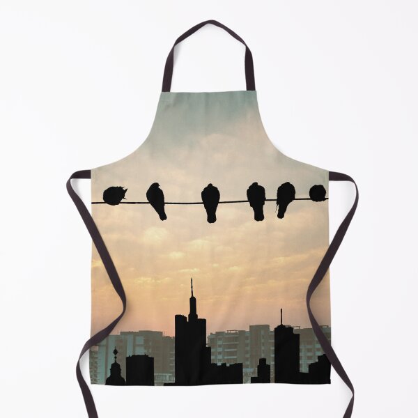 Item preview, Black birds on a line over city designed and sold by NineVi.