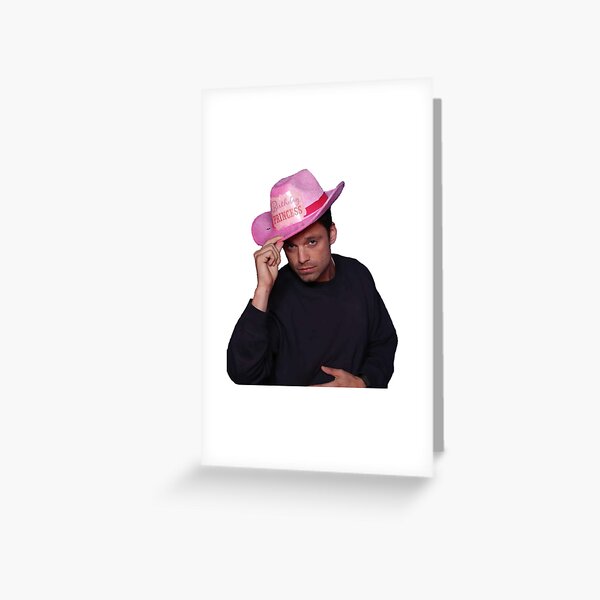 Yee Haw! Sebastian Stan with Pink birthday Princess Cowboy Hat Greeting Card