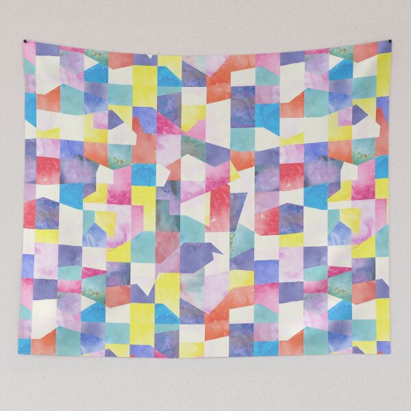 Item preview, Very Peri Watercolor Texture Collage-Artistic Geometric Print designed and sold by ninoladesign.