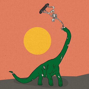 Artwork thumbnail, brachiosaurus and a skateboarding skeleton by LeDarkstone