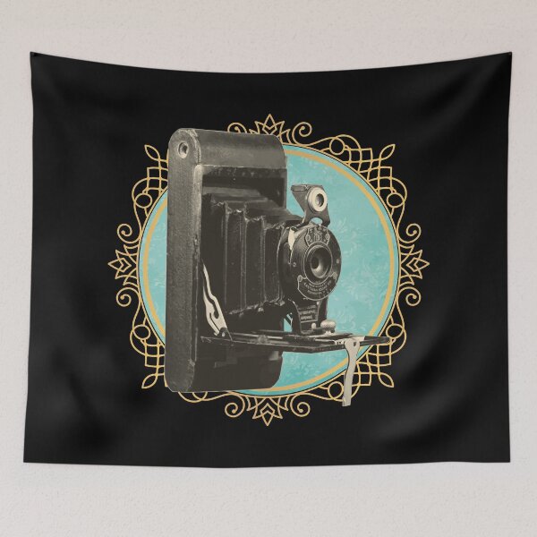 Item preview, Vintage Cameras: Kodak Retro Film Camera Framed in Blue Circle designed and sold by GraffitiSoup.