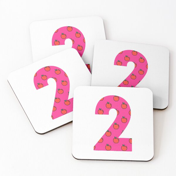 Item preview, Number 2 in pink color with apple pattern designed and sold by VrajStudio.