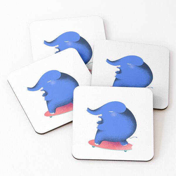 Item preview, happy elephant cartoon playing surf skate designed and sold by angyim.