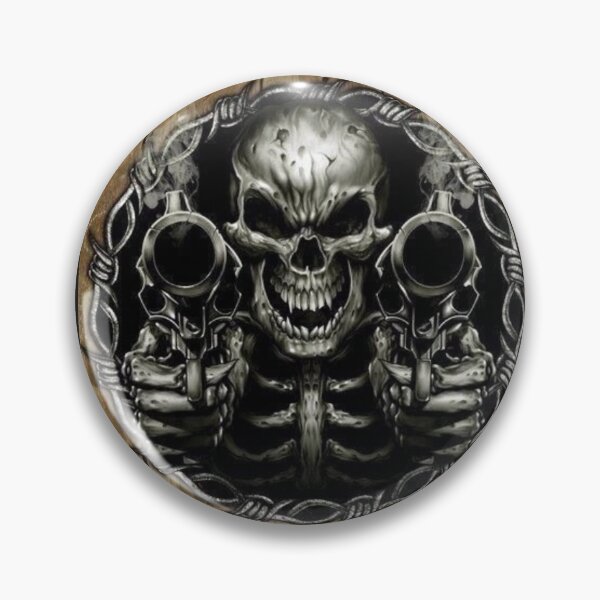 Item preview, Skull Trespassers beware. Guns a blazing. designed and sold by slashrose4ever.