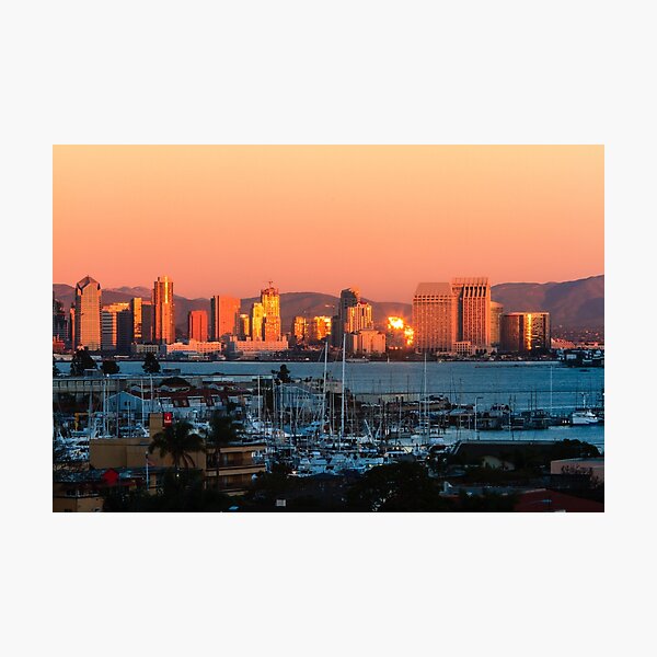 San Diego Skyline Sunset Photographic Print