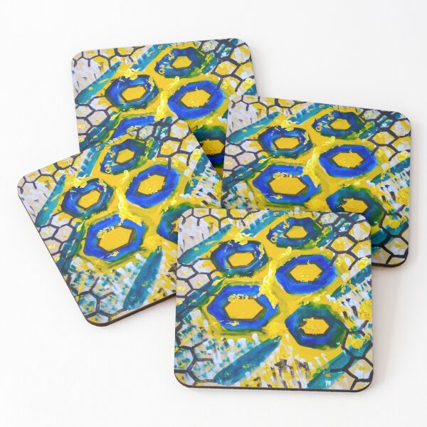 Item preview, Coloured Hexagons In Black Net designed and sold by Artcartstart.