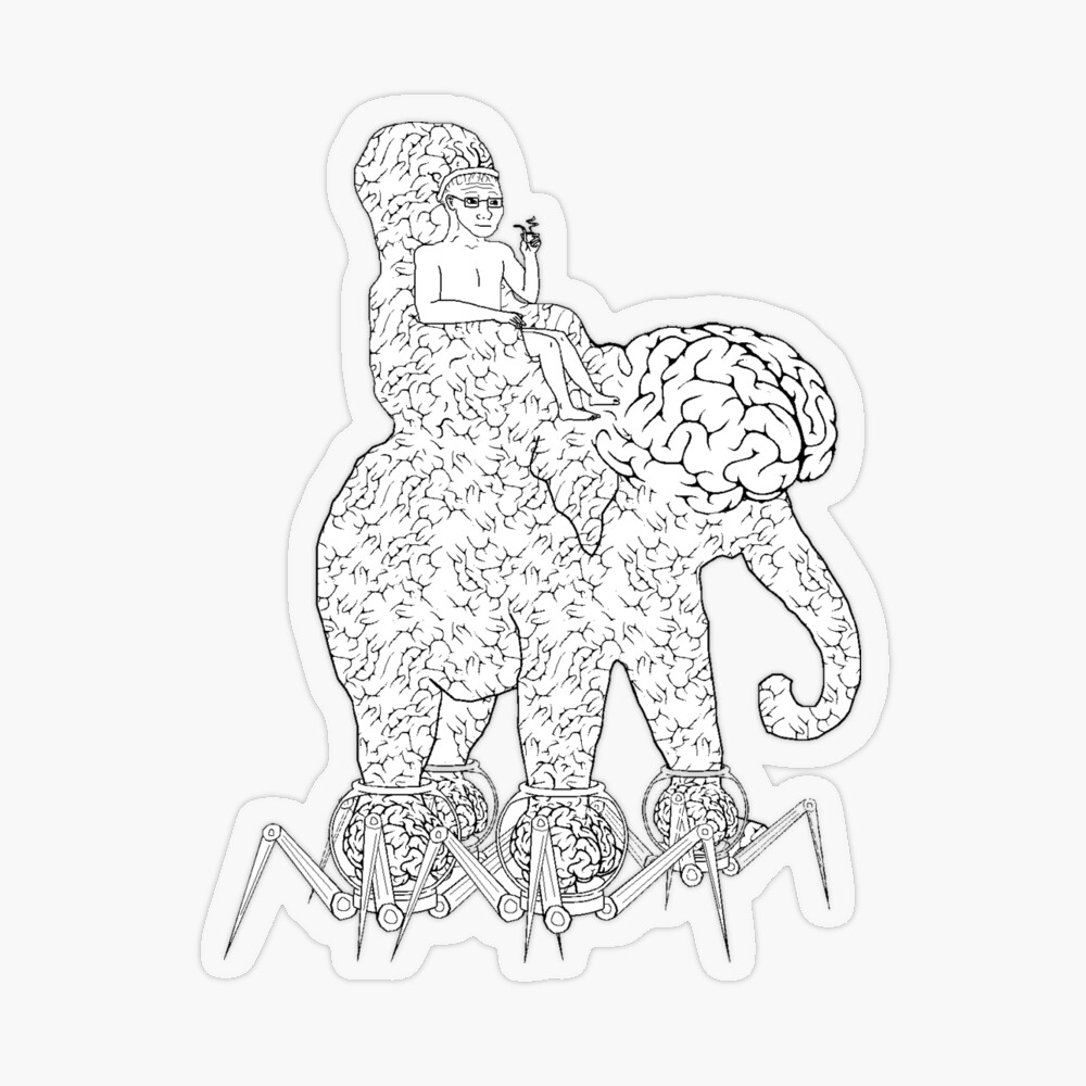 Wojack Riding Giant Brain Elephant Greeting Card for Sale by D1mon |  Redbubble