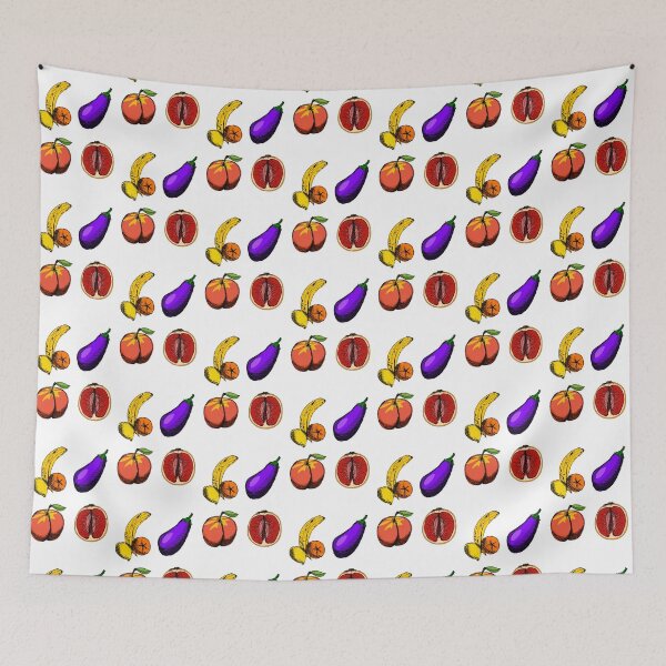 Item preview, A rude fruit collection. Cock and balls, aubergine, eggplant, peach, grapefruit designed and sold by GuacamoleWindow.